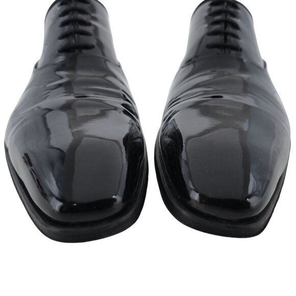 Magnanni Saks Fifth Ave Black Patent Leather Dress Shoes Men 11.5 Formal Oxfords - Picture 11 of 15